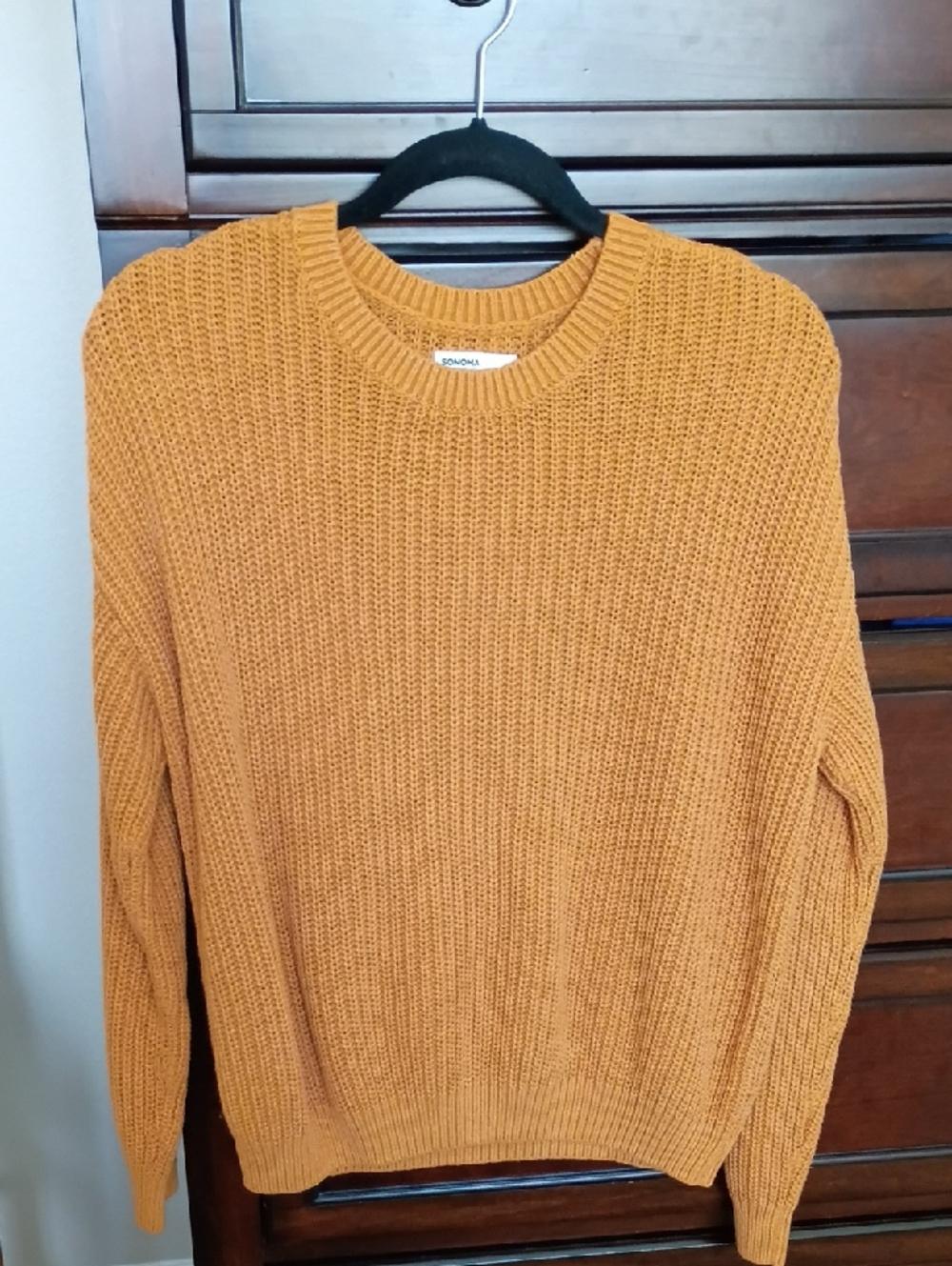 Sonoma Women's Mustard Crewneck Knit Sweater